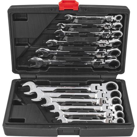Kombinationsschlüssel mit Ratsche abgewinkelt 8-19 mm / 12-teilig - in Koffer (1/5)
