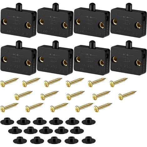 Automatischer Schranktürschalter (8er-Pack), kompatibel mit 12V, 24V und 110V Spannungen (schwarz). (1/5)