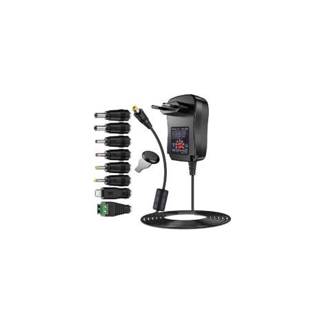41W Universel AC DC Adaptateur d'alimentation 6V 9V 12V 15V 18V 20V et 24 V avec 8 Connecteurs d'adaptateur Sélectionnables, 123cm Câble de Chargement-Crezuo