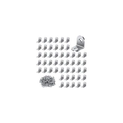Lot de 50 équerres métalliques 20x20mm, 100 vis Supports pour fixation de meubles, acier inoxydable
