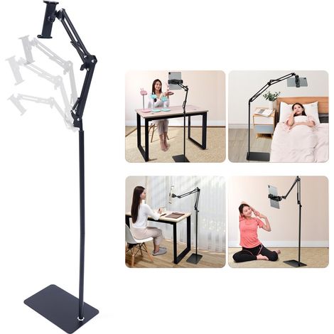 Support de sol pour téléphone et tablette, hauteur réglable, flexible, 135 cm, rotation à 360° (1/5)