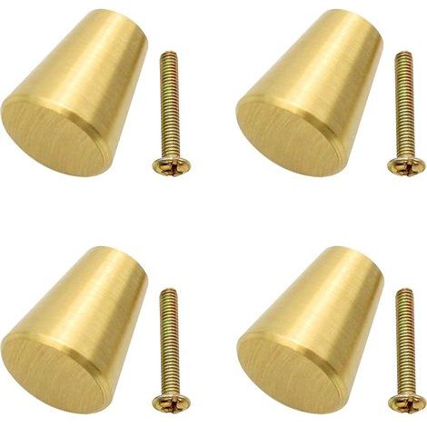 4 Pieces Solid Brass Cabinet Knobs Brushed Brass Furniture Knobs Round Single Hole Small Handle Furniture Knobs with Screws for Cabinets, Cupboards, Bathroom and Kitchen, Gold