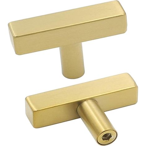 Poignée De Meuble - Poignée De Porte En Alliage D'aluminium Et Laiton Brossé - Pour Armoire Cuisine Meuble De Salle De Bain - Lot De 10 (1/5)