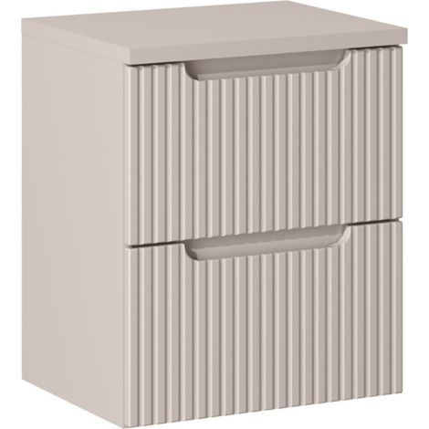 Set da bagno VANO cashmere opaco 50cm: mobile sottolavabo con cassetti scanalati verticalmente + piano per lavabo
