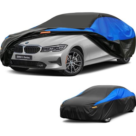 Housse Voiture Imperméable Respirante, Bâche pour BMW 3 Series 4 Series E90 F30 G20 F32 F33 F36 G22, Noir BleuBâche de Voiture Complète pour la Pluie Soleil Poussière Protection.