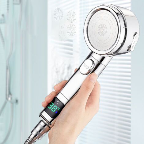 Pomme de douche portable en plastique réglable, pommeau de douche à économie d'eau, pression de pulvérisation (1/5)