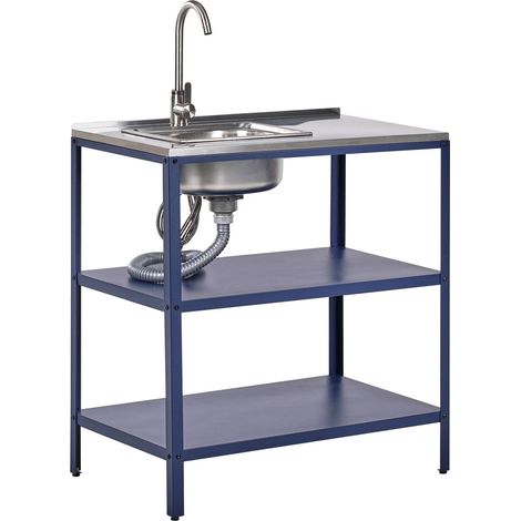 Outdoor Kitchen Island with Sink VILAMA Blue