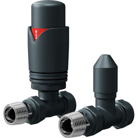Dias Anthracite Thermostatic Straight Radiator Valves (1/5)