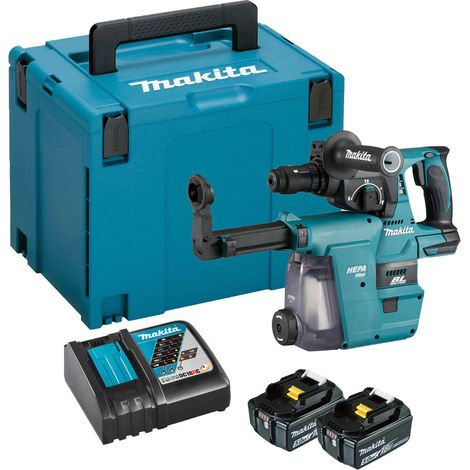 Makita DHR243RTWJ 18v LXT Brushless Rotary Hammer Drill + Chuck + Extractor 5ah (1/4)
