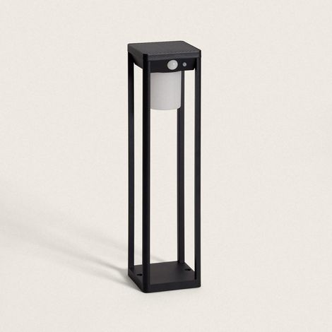 Baliza de Pie Exterior Solar LED 2,5W 40cm Aluminio con Sensor de Movimiento Devah Negro
