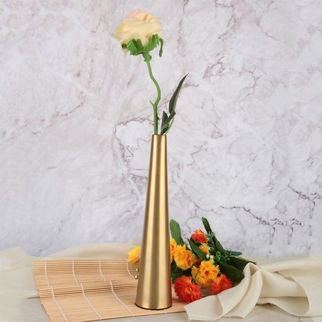 Vase de bureau conique en métal, porte-roses, tasse, objet de décoration pour salon ou bureau. (1/5)