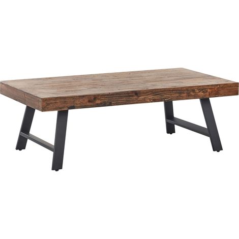 Tavolino in legno di pino MDF gambe in metallo nero 130 x 70 cm stile industriale legno scuro Warton