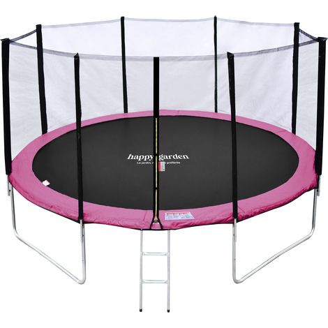 Premium Pack Trampolino 430cm reversibile rosa/grigio MELBOURNE rete, scala, copertura e kit di ancoraggio