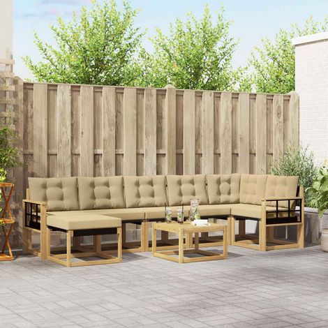 vidaXL Outdoor-Sofagarnitur mit Kissen 8 pcs Weiß und Beige (1/5)