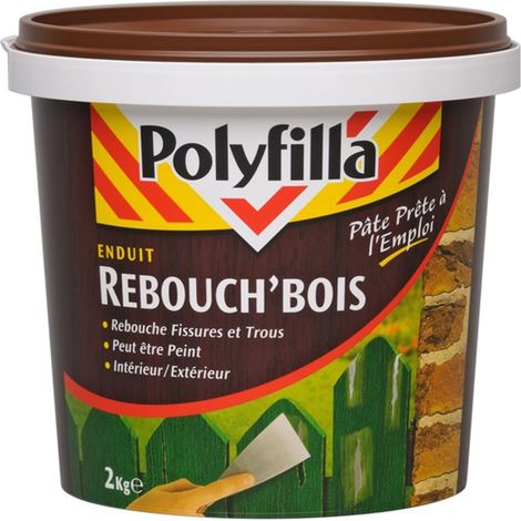 Polyfilla Enduit Rebouche Bois pour fissures et trous - grande dureté - Intérieur et Extérieur - REBOUCH'BOIS Pâte 2Kg