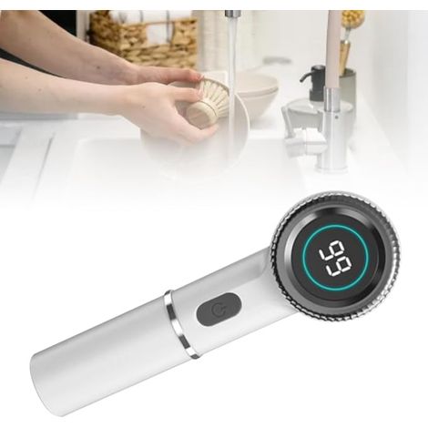 Spazzola elettrica rotante portatile ricaricabile per la pulizia di cucina e bagno (bianca) (1/5)