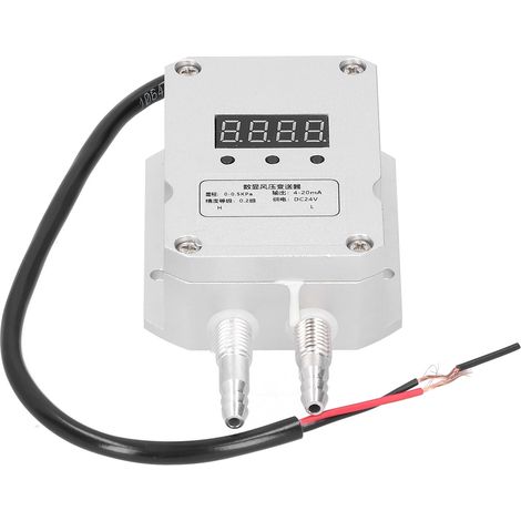 Differenzdrucktransmitter 0–0,5 kPa, Digitalanzeige, Winderkennung, Silber, 4–20 mA, 24 V DC (1/5)