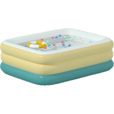 Piscine gonflable pour bébé 130 x 70 x 35 cm – PVC haute densité – Système de drainage portable – Pataugeoire rectangle (1/4)