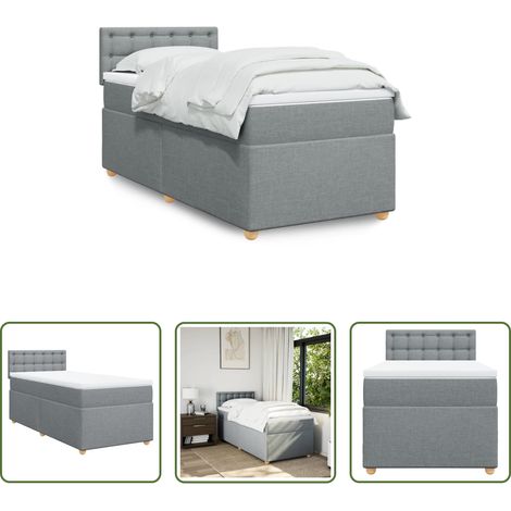 vidaXL Taschenfederkern - Boxspringbett mit Matratze Hellgrau 90x190 cm Stoff (1/5)