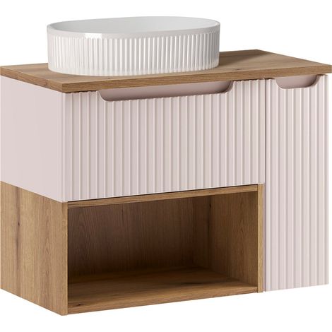 Meuble simple vasque 80cm niche Riva Cachemire et Bois (1/5)