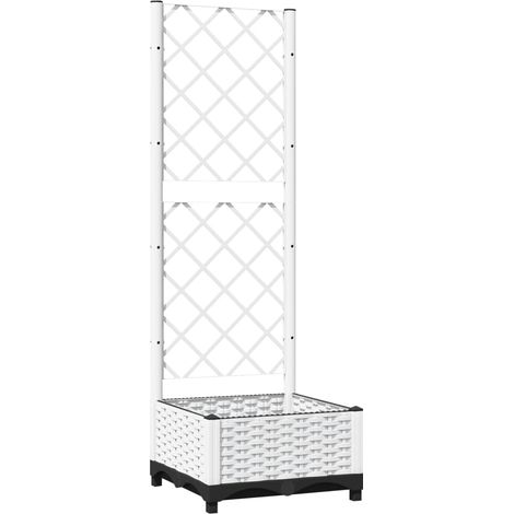 Maison Exclusive - Pflanzkübel mit Rankgitter Weiß 40x40x121,5 cm