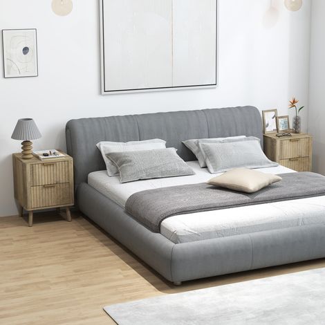 Set di 2 comodini con 2 cassetti scanalati per camera da letto e soggiorno, 40 x 40 x 53 cm, rovere (1/5)