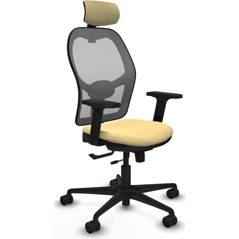 Chaise piqueras y crespo Jorquera crème similicuir tissu gris (1/2)