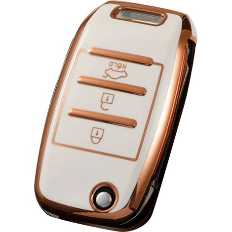 Coque TPU pour télécommande de voiture Kia K2 K3 K4 KXCROSS KX7, protection précise, étui de remplacement blanc, housse souple antidérapante pour clé intelligente (1/5)