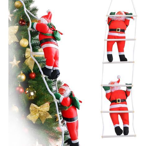 Pere Noel Decoration, 76 cm Decoration Noel Exterieur, Noel Decoration Interieur, Décoration échelle du Père Noël, Noel Decoration pour Les Maisons, Les Magasins et Les Bureaux (1/5)