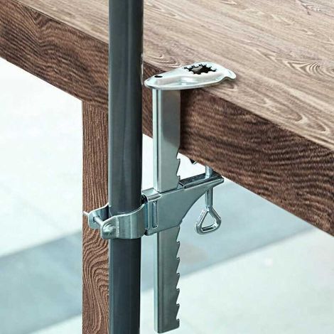 JSSEVN - Galvanized Steel Parasol Stand - Balcony Parasol Holder - Parasol Stand for Balcony (Ø 25-32mm - 1 piece) (1/5)