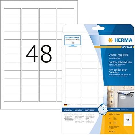 HERMA Outdoor Etikett Special 9531 45,7x21,2mm weiß 480 St./Pack. (1/5)