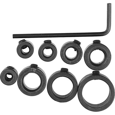Wood Depth Stop Drill Bit Collars, Brad Bit, 3-16mm Ring Dowel Chuck with Hex Key (1/5)