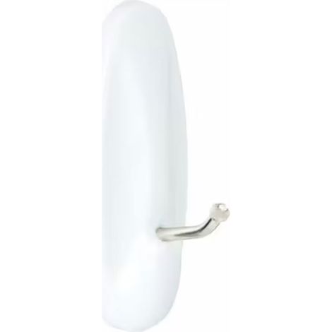 Gancio a punta metallica, medio, bianco, 29 x 79 x 29 mm, 2 pezzi + 4 strisce, carico massimo 1,3 kg