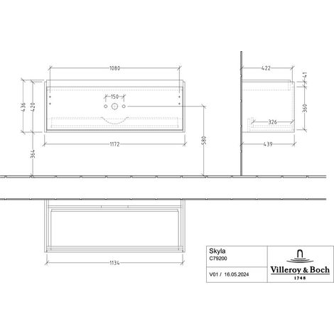 Villeroy & Boch C79200VR Lavabo US Skyla C79200 1172x436x
