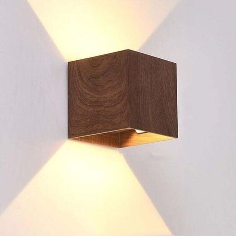 AMXCNOY Applique murale LED en bois 8 W, éclairage intérieur orienté vers le haut et vers le bas, température de couleur 3000 K, veilleuse moderne pour salon (1/4)