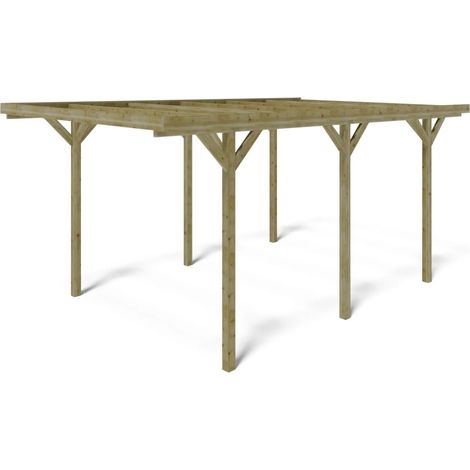 Altanka – Carport en bois traité 3,04x5,12 m – Surface 15,57 m² – Hauteur passage 2,07 m – Abri autoportant durable (1/5)