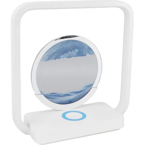 Lampe décorative sable mouvant 3D avec chargeur sans fil pour téléphone, USB, sablier liquide, gradation tactile sans palier, bleu (1/5)