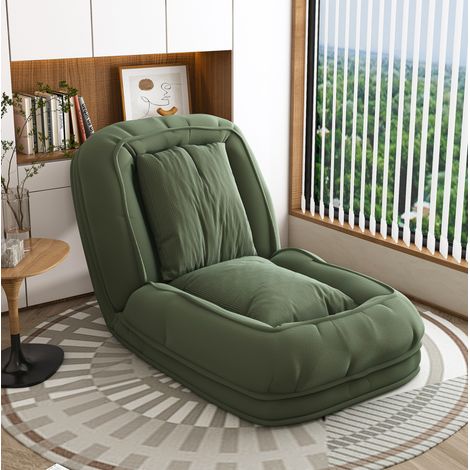 Divano letto pieghevole 180x90x26 cm verde, schienale 5 posizioni, tessuto e metallo (1/5)