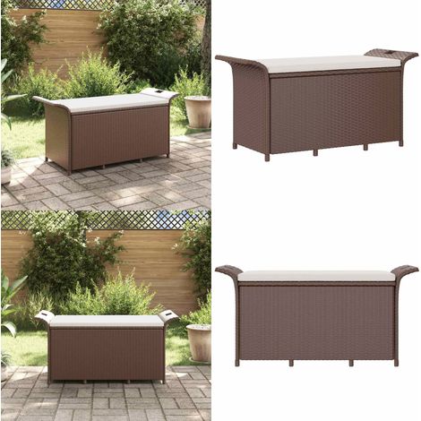 Gartenbank mit Kissen Braun 116x46x57 cm Poly Rattan - Gartenbank - Outdoor Bank - Rattan Möbel - Gartenmöbeln - Balkonmöbel - Home & Living