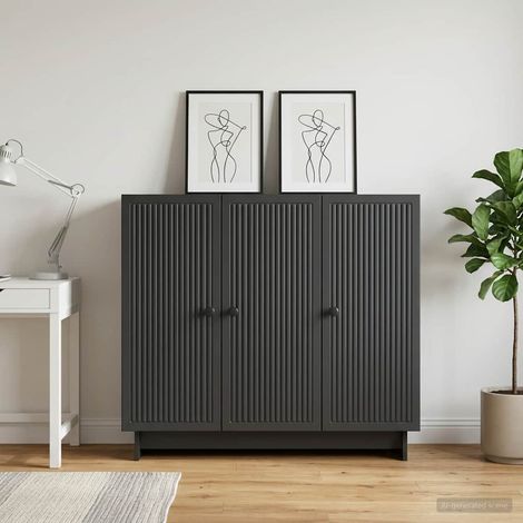 vidaXL Credenza Nero 89 x 34,5 x 80 cm Legno ingegnerizzato (1/5)