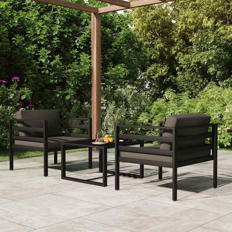 vidaXL Salon de jardin 3 pcs avec coussins Aluminium Anthracite (1/5)