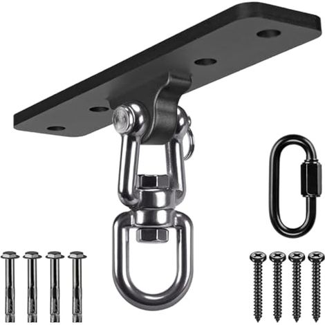 Dolibest Suspension Le Hamac Suspendre la Balançoire Ensemble de Support Pivotant 360 avec Mousqueton pour Suspendre Un Sac Lourd, Une Chaise Hamac, Support Mural en Bois/Béton, Jusqu'à 600lbs (1/5)