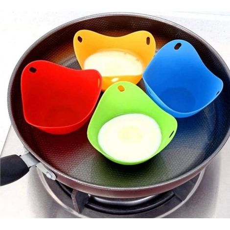Stampi in silicone per cuocere le uova – Uova in camicia facili e perfette, senza stress e senza sporcare – Il set include 4 stampi antiaderenti, così puoi estrarre facilmente le uova e pulirli. (1/5)