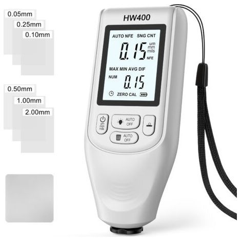 Paint Thickness Gauge - Professional Automotive Coating Depth Measuring Instrument, High Precision Industrial Paint Thickness Gauge with LCD Display, White, 1 Piece (1/5)