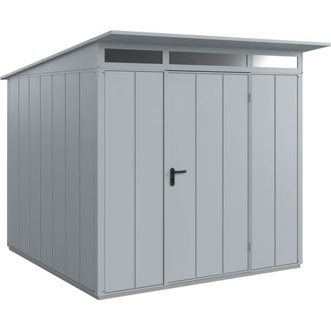 Hörmann Metall-Gerätehaus Berry Modern mit Pultdach Typ 2, 248 x 283 cm, fenstergrau, 7 m², 1-flüglige Tür (1/5)