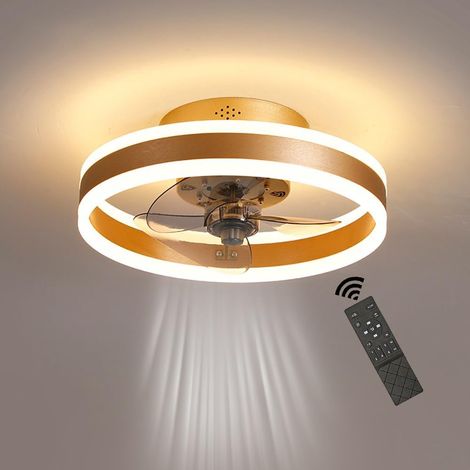Ventilateur de Plafond LED Ø40 cm Gold avec Télécommande et Application, Moteur DC Silencieux, 6 Vitesses, Éclairage Dimmable 3000K-6000K, Fonction Mémoire, Ventilation Réversible, 36W (1/5)