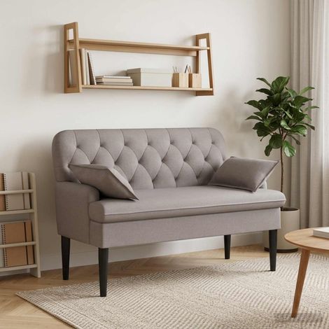 vidaXL Canapé love seat avec capitonnage en boutons Taupe Tissu (1/4)