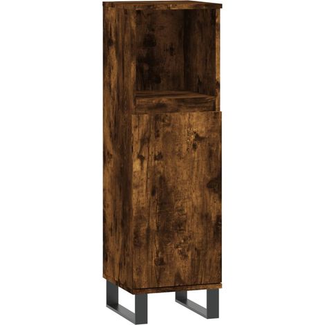 Maison Exclusive - Armadietto Bagno Rovere Fumo 30x30x100 cm in Legno Multistrato
