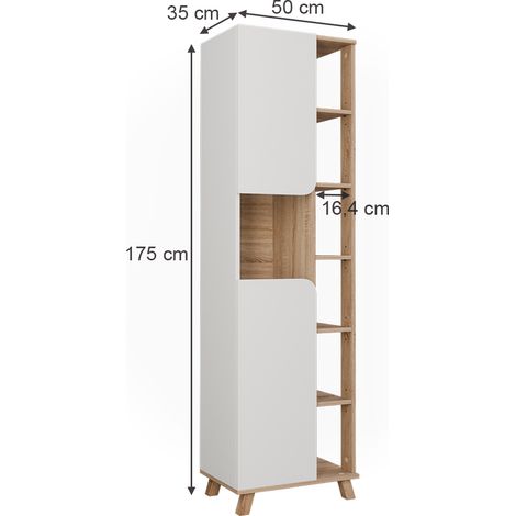 Meuble salle de bain Karen, Sonoma/blanc, 50x175cm avec 2 portes, Vicco — vue 2