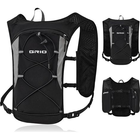Gilet de course pour homme et femme, sangles de poitrine réglables, gilet d'hydratation avec poche d'eau de 1,5 L, léger, respirant, réfléchissant, pour marathon, sentier, randonnée, cyclisme (1/5)